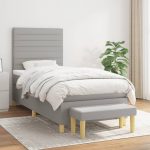 Pat continental cu saltea, gri deschis, 80×200 cm, textil