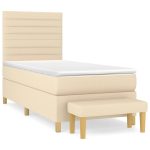 Pat box spring cu saltea, crem, 80×200 cm, textil
