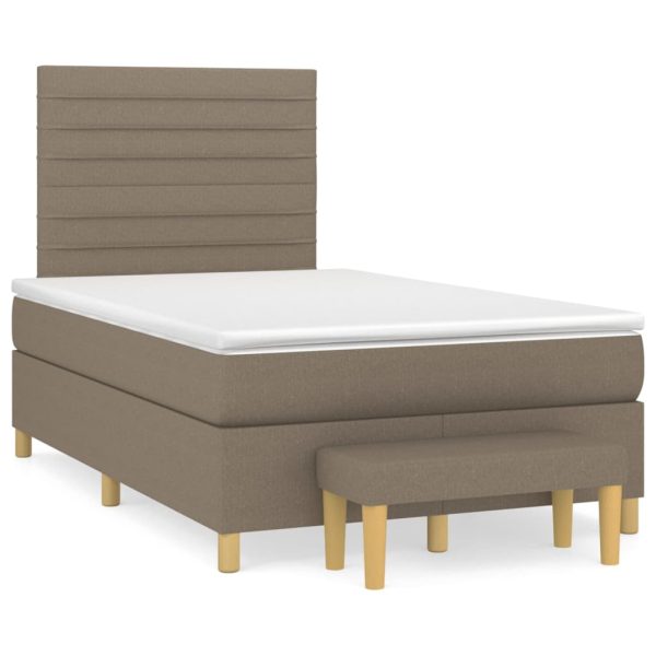 Pat box spring cu saltea, gri taupe, 120×200 cm, textil