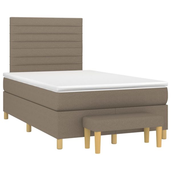 Pat box spring cu saltea, gri taupe, 120×200 cm, textil