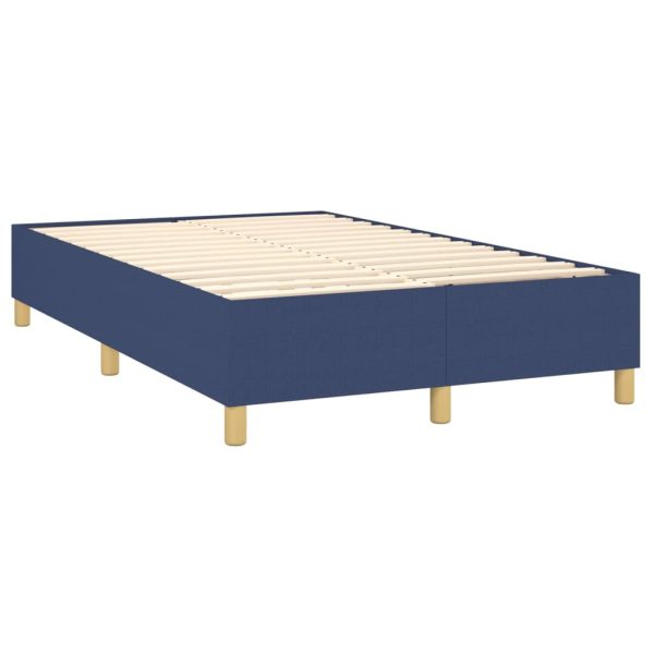 Pat box spring cu saltea, albastru, 120×200 cm, textil