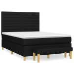 Pat box spring cu saltea, negru, 140×190 cm, textil