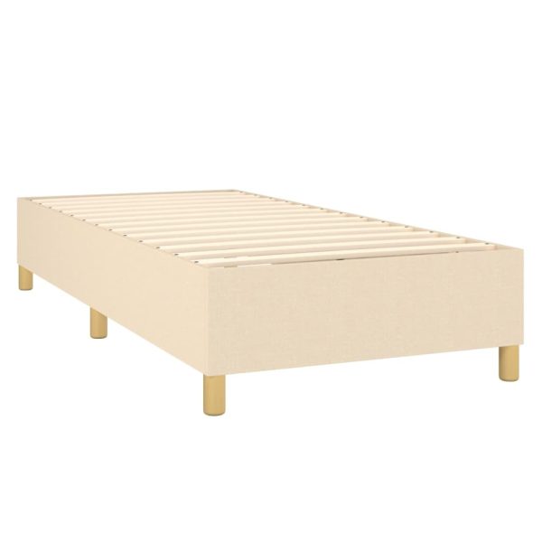 Pat box spring cu saltea, crem, 90×200 cm, textil