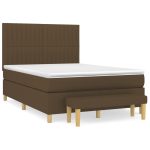 Pat continental cu saltea, maro închis, 140×200 cm, textil