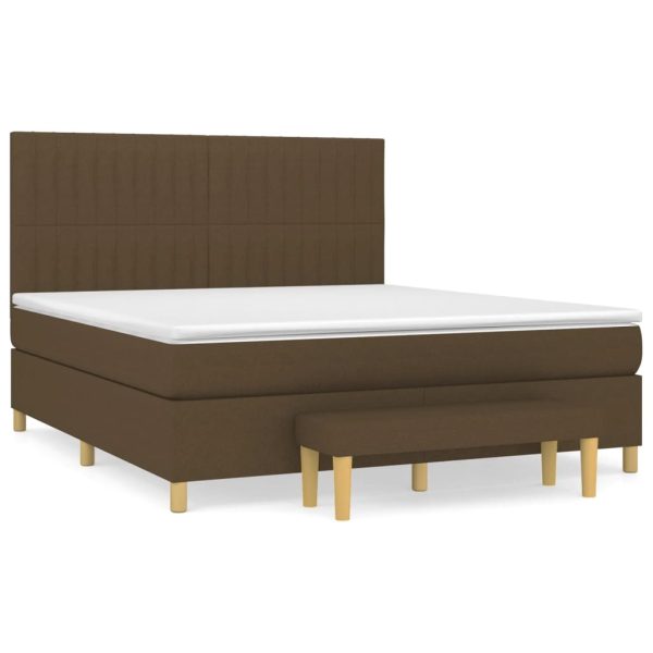 Pat continental cu saltea maro închis 180x200cm material textil