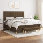 Pat continental cu saltea maro închis 180x200cm material textil