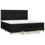 Pat box spring cu saltea, negru, 200×200 cm, textil