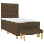 Pat box spring cu saltea, maro închis, 90×190 cm, textil