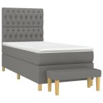 Pat box spring cu saltea, gri închis, 100×200 cm, textil