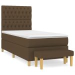 Pat box spring cu saltea, maro închis, 100×200 cm, textil