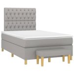 Pat continental cu saltea, gri deschis, 120×200 cm, textil