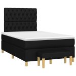 Pat box spring cu saltea, negru, 120×200 cm, textil