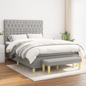 Pat continental, gri deschis, 140×200 cm, material textil