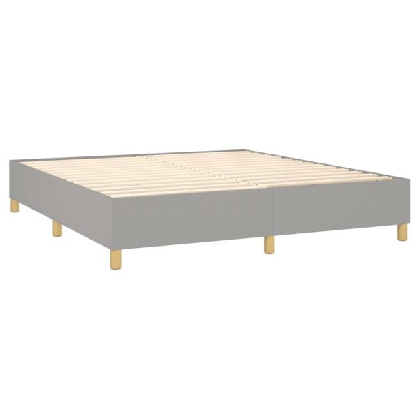 Pat continental cu saltea, gri deschis, 160×200 cm, textil