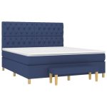 Pat continental cu saltea, albastru, 160x200cm, material textil