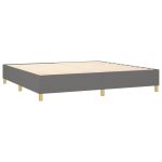 Pat box spring cu saltea, gri închis, 200×200 cm, textil