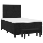 Pat box spring cu saltea, negru, 120×200 cm, catifea