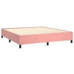 Pat box spring cu saltea, roz, 200×200 cm, catifea