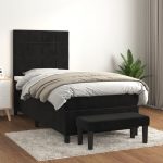 Pat box spring cu saltea, negru, 80×200 cm, catifea