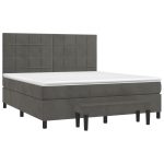Pat box spring cu saltea, gri închis, 180×200 cm, catifea
