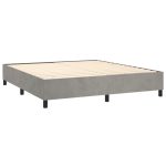 Pat box spring cu saltea, gri deschis, 200×200 cm, catifea