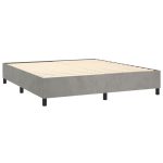 Pat box spring cu saltea, gri deschis, 180×200 cm, catifea