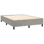 Pat box spring cu saltea, gri deschis, 140×200 cm, catifea