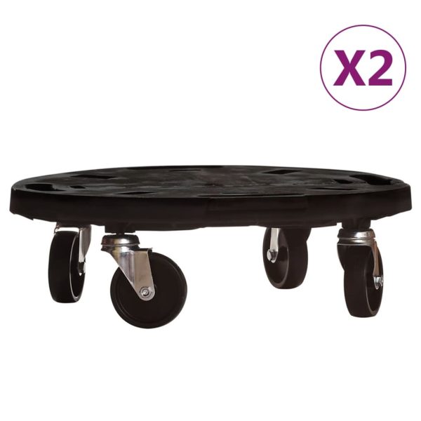 Cărucioare de plante cu roți 2 buc. negru diametru 40 cm 275 kg