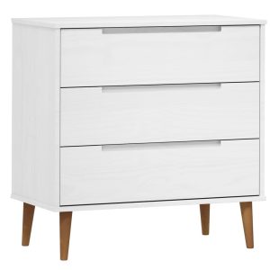 Dulap cu sertare „MOLDE” alb, 80x40x80 cm, lemn masiv de pin