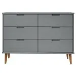 Dulap cu sertare „MOLDE”, gri, 113x40x80 cm, lemn masiv de pin