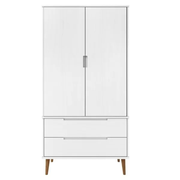 Șifonier „MOLDE”, alb, 90x55x175 cm, lemn masiv de pin