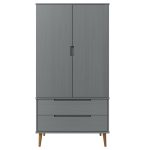 Șifonier „MOLDE”, gri, 90x55x175 cm, lemn masiv de pin
