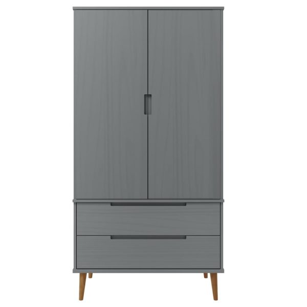 Șifonier „MOLDE”, gri, 90x55x175 cm, lemn masiv de pin