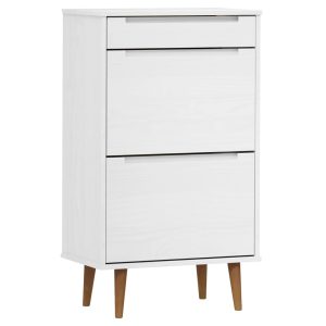 Pantofar „MOLDE”, alb, 59,5x35x103 cm, lemn masiv de pin