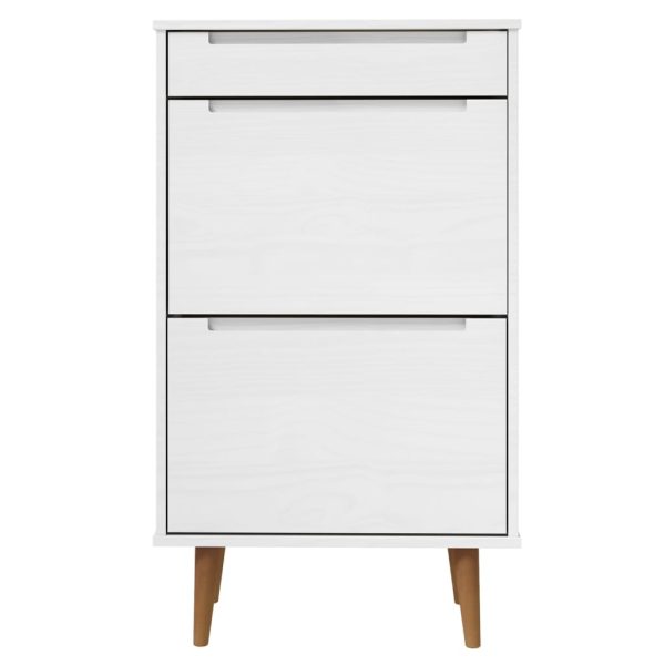 Pantofar „MOLDE”, alb, 59,5x35x103 cm, lemn masiv de pin