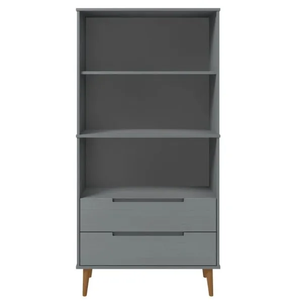 Bibliotecă „MOLDE” gri, 85x35x170,5 cm, lemn masiv de pin