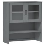 Rafturi superioare dulap înalt, gri, 90x35x100 cm, lemn de pin
