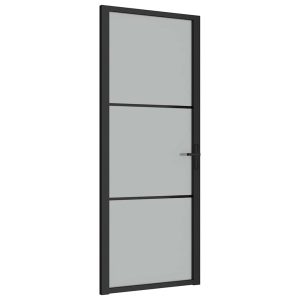 Ușă de interior, 83×201,5 cm, sticlă neagră mată și aluminiu