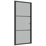 Ușă de interior, 93×201,5 cm, sticlă neagră mată și aluminiu