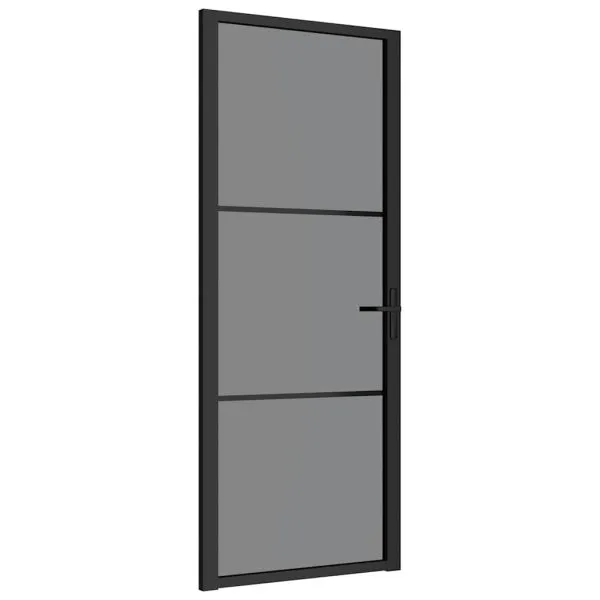 Ușă de interior, 83×201,5 cm, negru, sticlă ESG și aluminiu