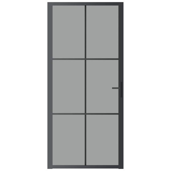 Ușă de interior, 93×201,5 cm, negru, sticlă ESG și aluminiu