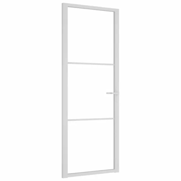 Ușă de interior, 76×201,5 cm, alb, sticlă ESG și aluminiu