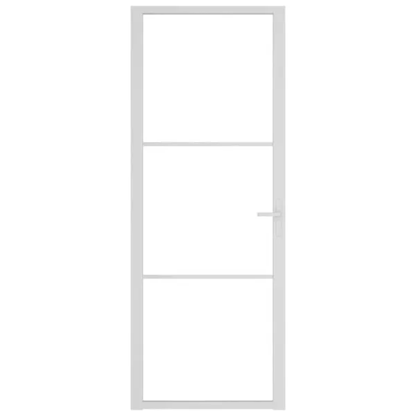 Ușă de interior, 76×201,5 cm, alb, sticlă ESG și aluminiu