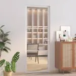 Ușă de interior, 76×201,5 cm, alb, sticlă ESG și aluminiu
