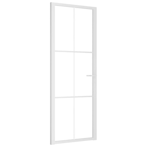Ușă de interior, 76×201,5 cm, alb, sticlă ESG și aluminiu