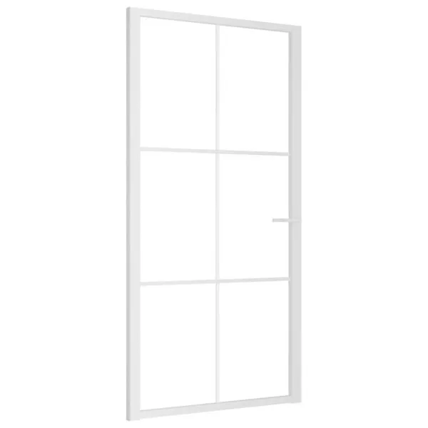 Ușă de interior, 102,5×201,5 cm, alb, sticlă ESG și aluminiu