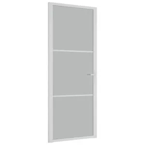 Ușă de interior, 83×201,5 cm, alb, sticlă mată și aluminiu
