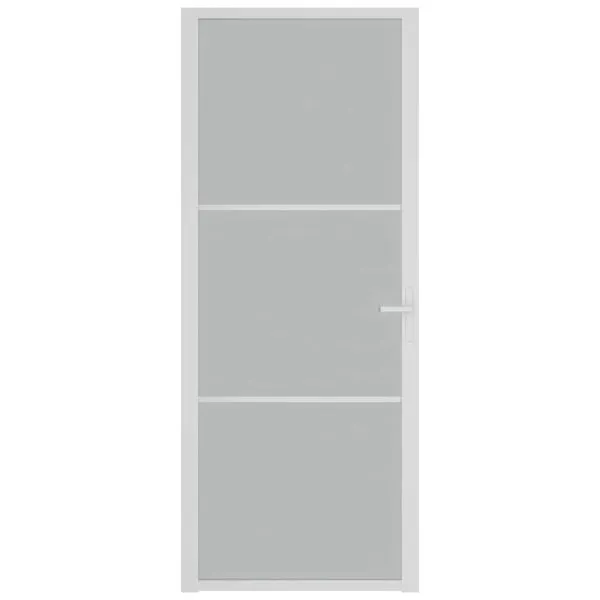 Ușă de interior, 83×201,5 cm, alb, sticlă mată și aluminiu