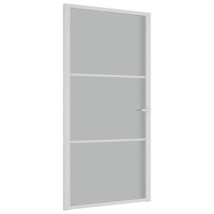 Ușă de interior, 102,5×201,5 cm, alb, sticlă mată și aluminiu
