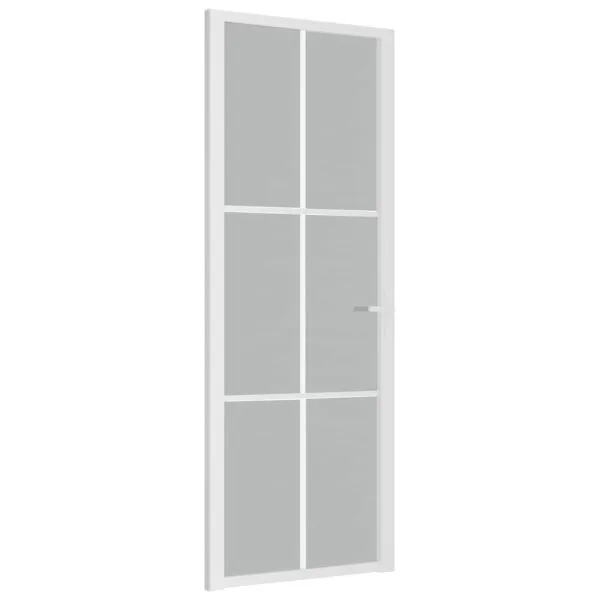 Ușă de interior, 76×201,5 cm, alb, sticlă mată și aluminiu